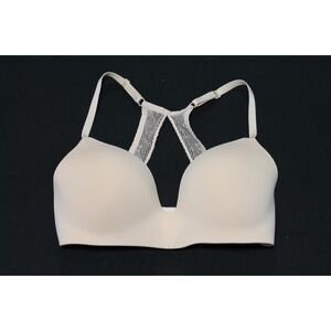Victoria's Secret Racerback T-Shirt Bra Nude Beige Lightly Lined 34DD E75